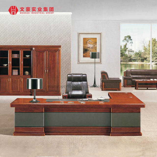 Luxury Solid Wood Desk L Shaped Boss Office Table Manager Office Desk With Drawer