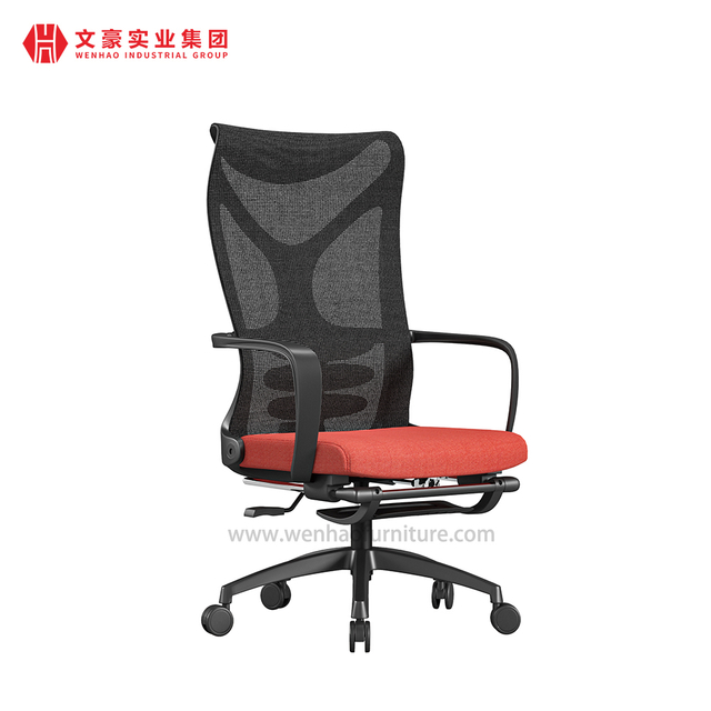 Modern Mesh Office Chairs Manufacturers in China Orange Upholstered Desk Chair with Footrest