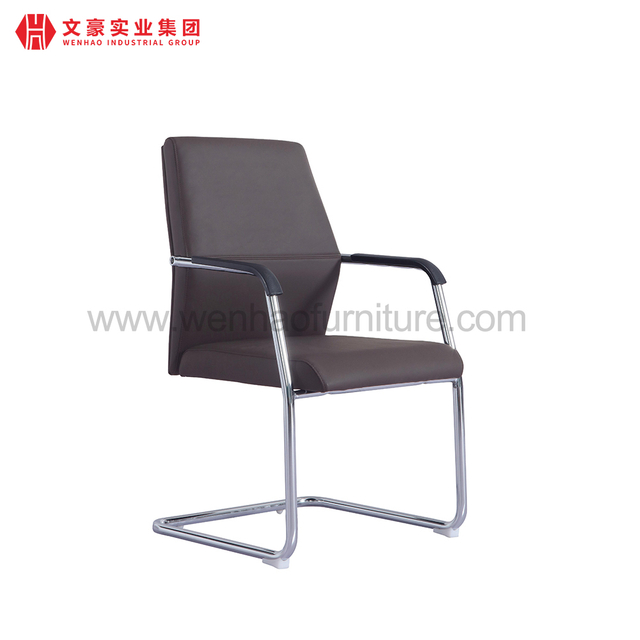 Customized Leather Conference Office Chair Coffee Upholstered Guest Chairs with Steel Frame
