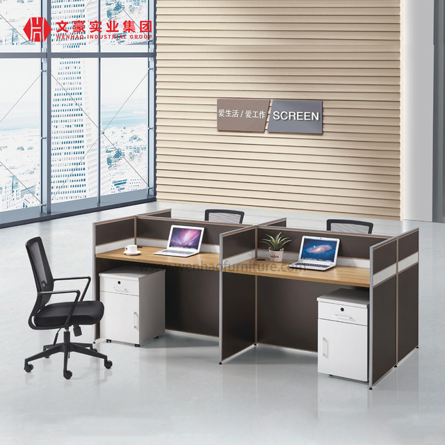 New Modern Design Commercial Furniture Modular Computer Workstation Glass Partition 4 People Office Staff Desk