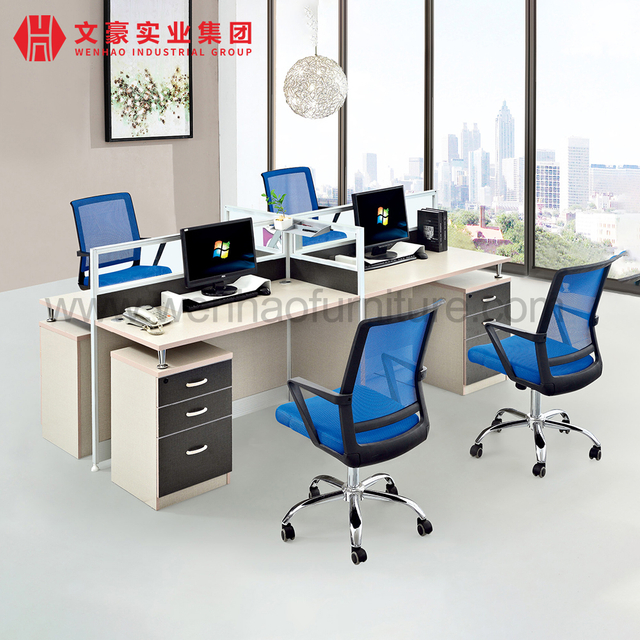 Melamine Office Table for 4 Person Office Space Screen Working Computer Desk
