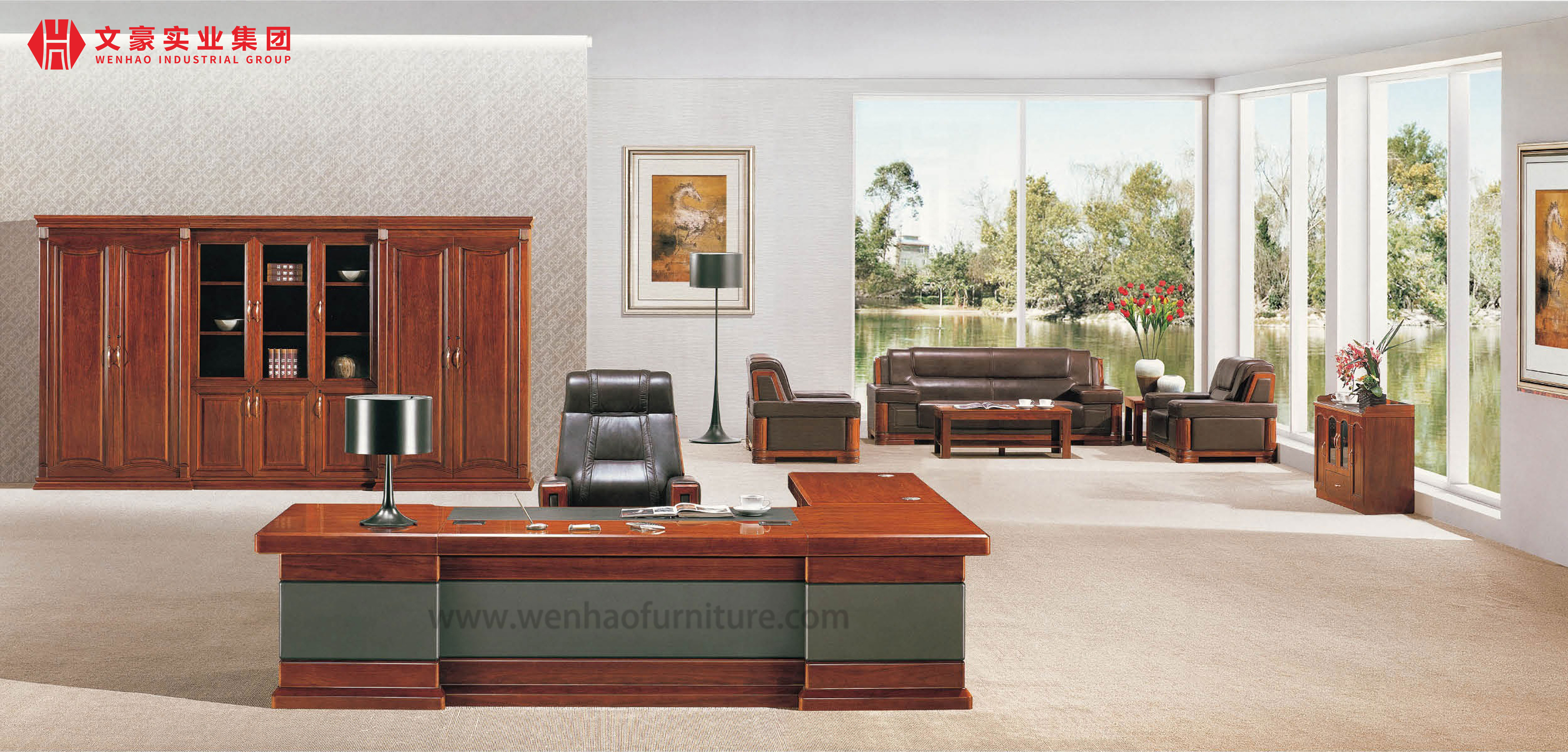 Luxury Solid Wood Desk L Shaped Boss Office Table Manager Office Desk With Drawer