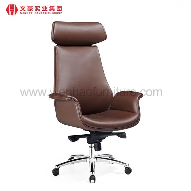 Leather Boss Office Chair with Head Rest Modern Executive PU Armchair with Casters