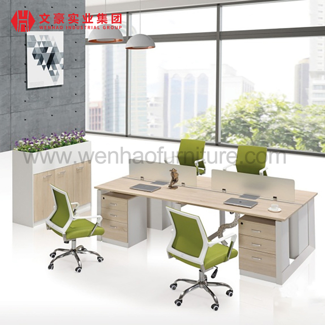 Wenhao Furniture Workspace Desk with Drawers 4 Person Office Computer Table for Work