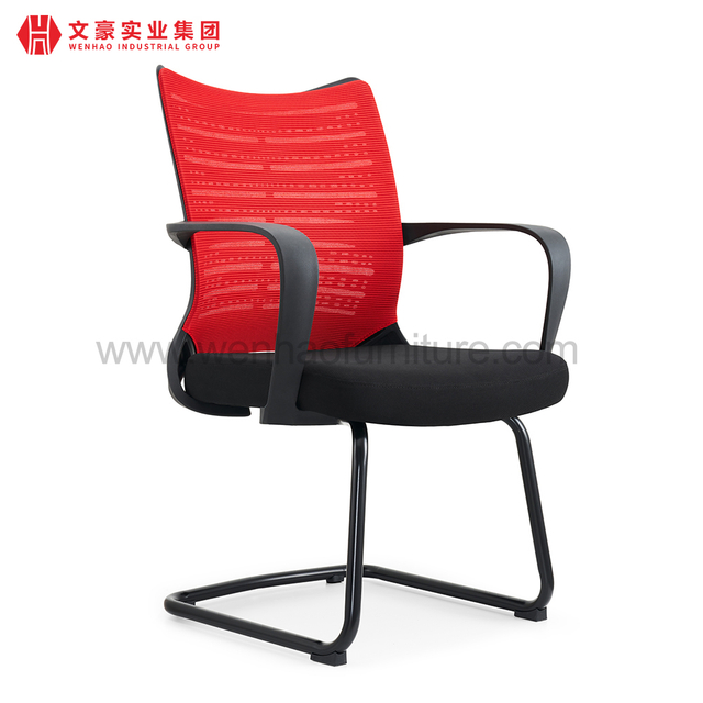 Modern Red Mesh Office Conference Chair Upholstered Desk Chairs with Black Frame