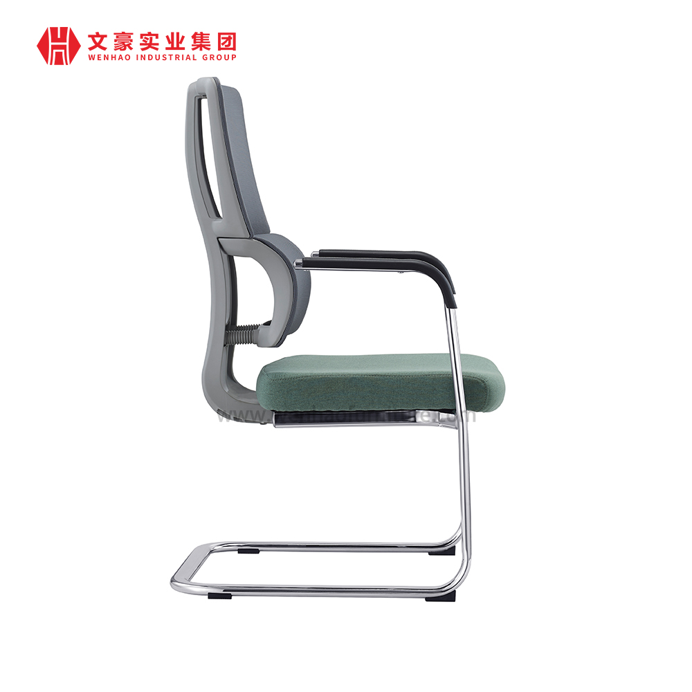 Mesh Steel Conference Chair Green Upholstered Visitors Desk Chairs with Lumbar Support