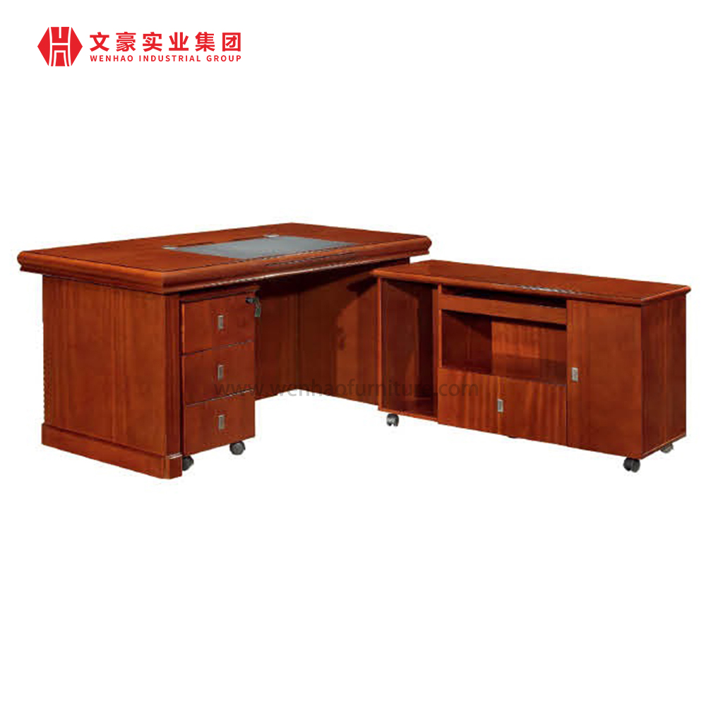 Chinese-style Durable Office Computer Desk Supervisor Office Double-base Desk with Drawer And File Cabinet