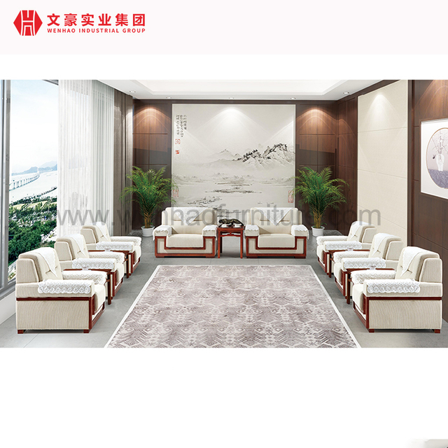 Wenhao Industrial High End Large Sofas with Wood Arm Sofa Set for Big Office Room