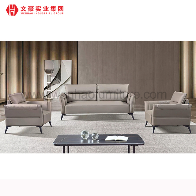 Wenhao Furniture Factory Luxury Leather Small Office Sofa Set Offices Sofas