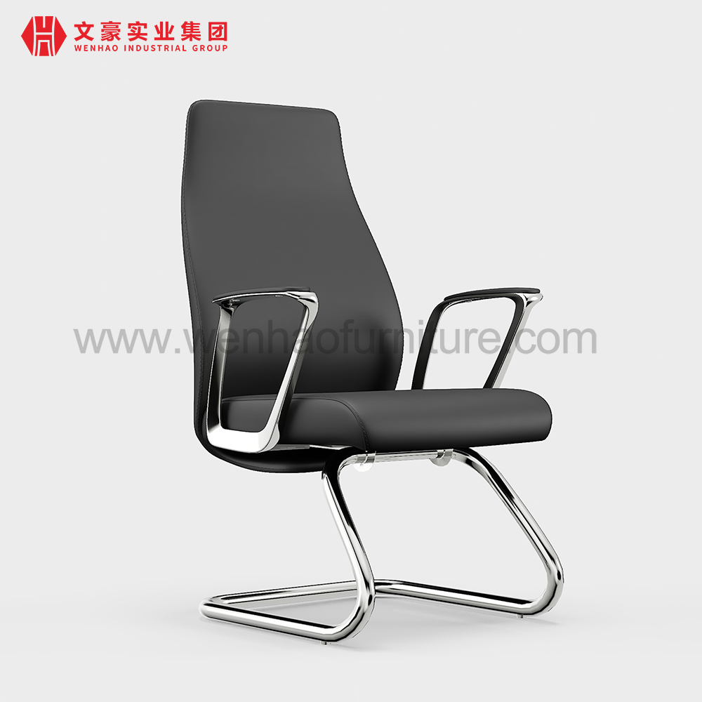 Wenhao factory Leather Fabric Conference Room Furniture Steel Meeting Chair Seating