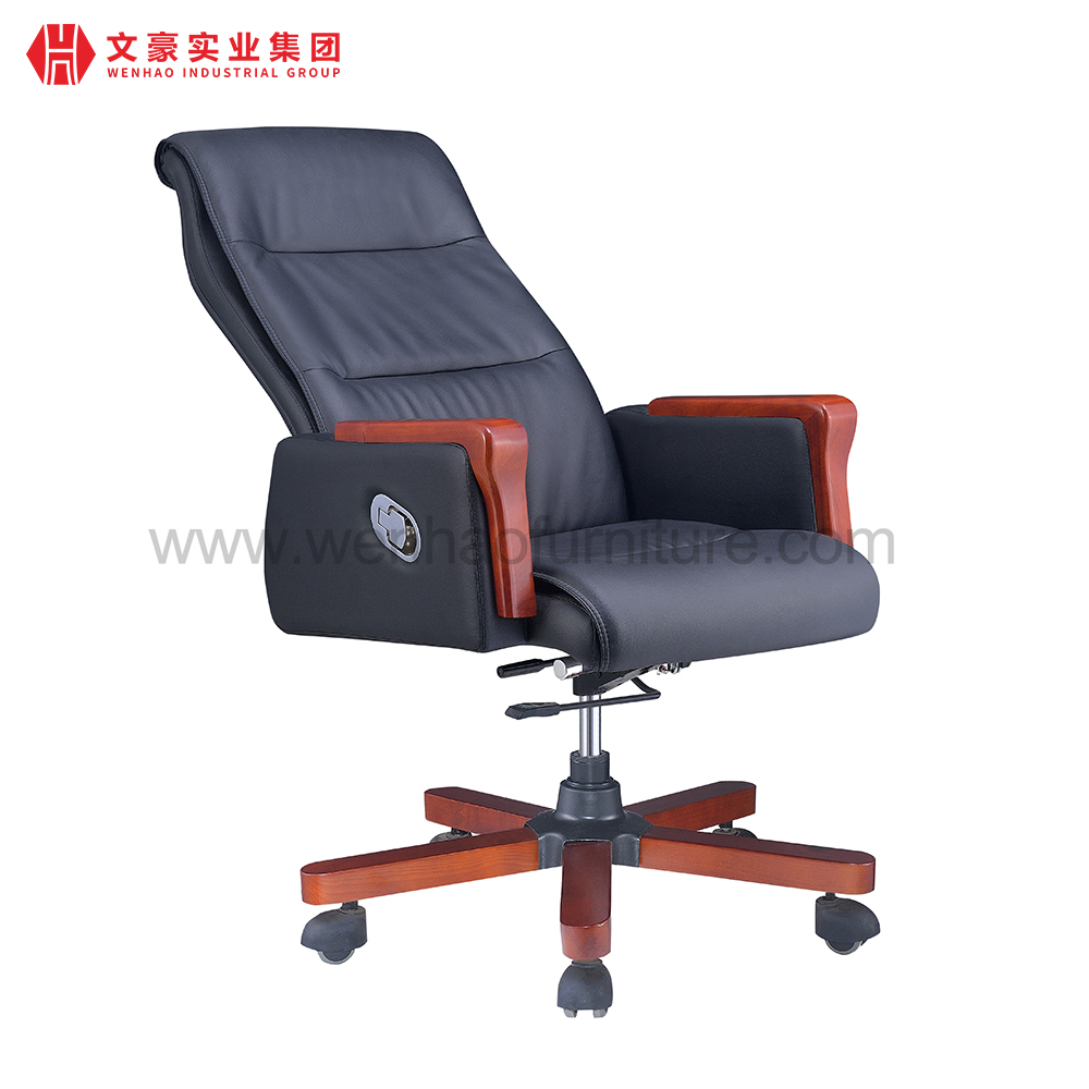 High End Ergonomic Leather Executive Office Chair Classic Upholstered Boss Desk Chairs