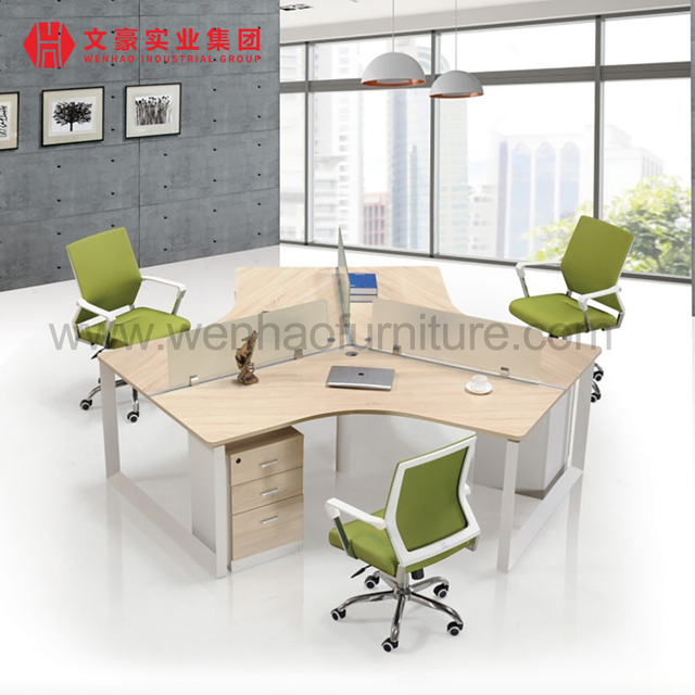 Luxury Office Workspace Table for 3 Person Work Desk with Drawer Furniture Set