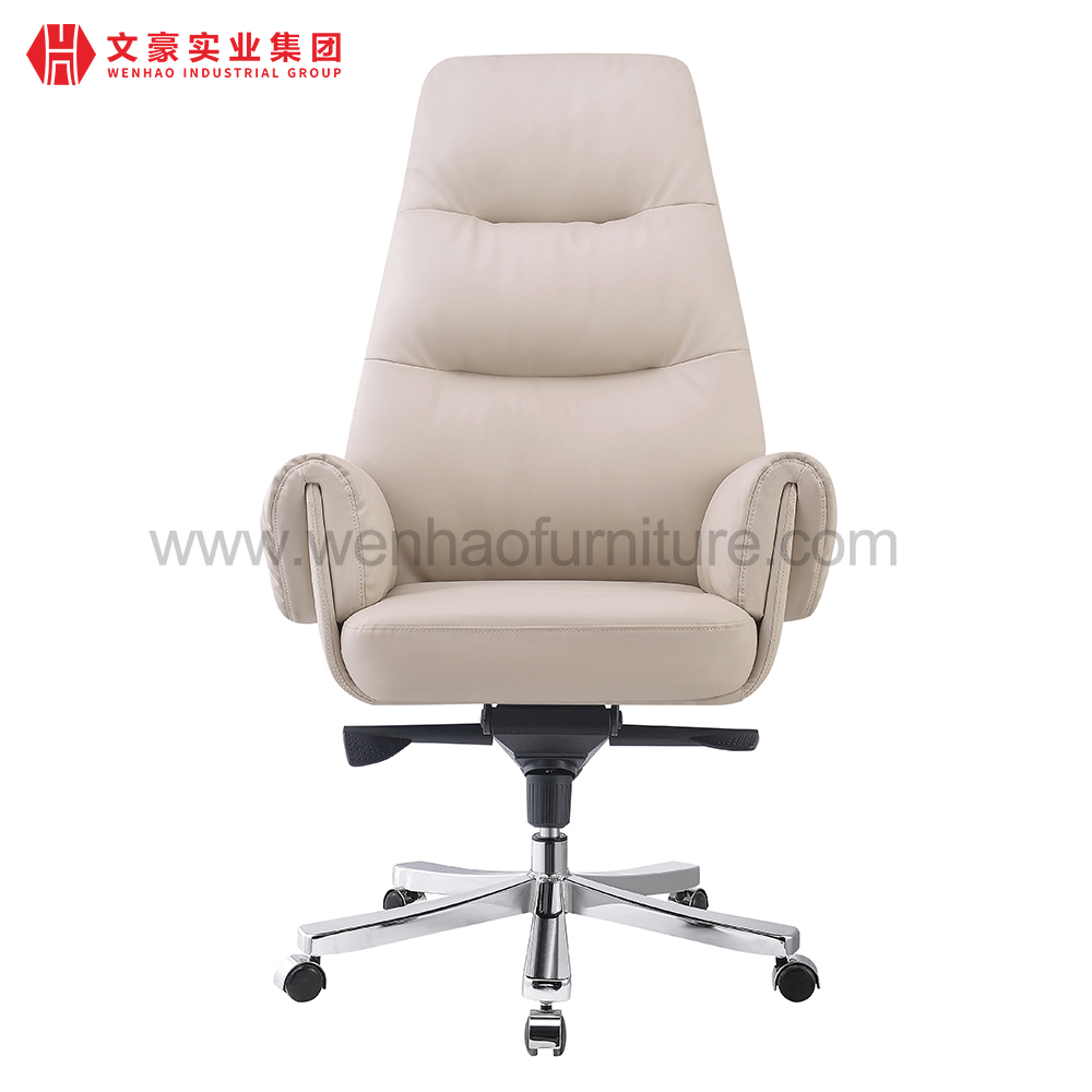 High Back Modern Leather Executive Office Chair White Revolving Upholstered Desk Chairs