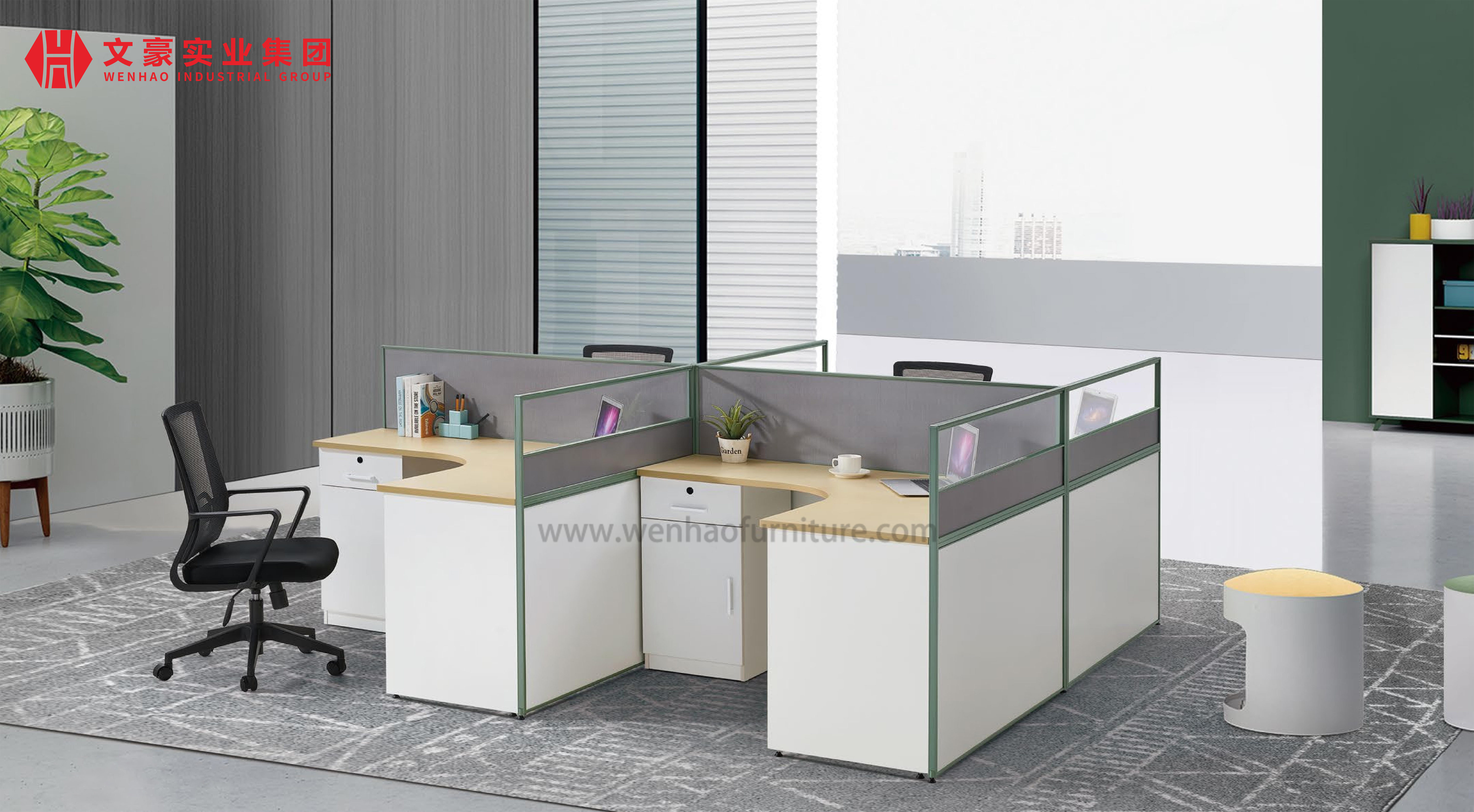 Office Furniture Cubicle 4 Staff Modular Workstation Desk