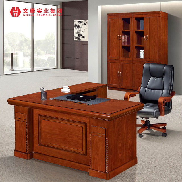 Chinese-style Durable Office Computer Desk Supervisor Office Double-base Desk with Drawer And File Cabinet
