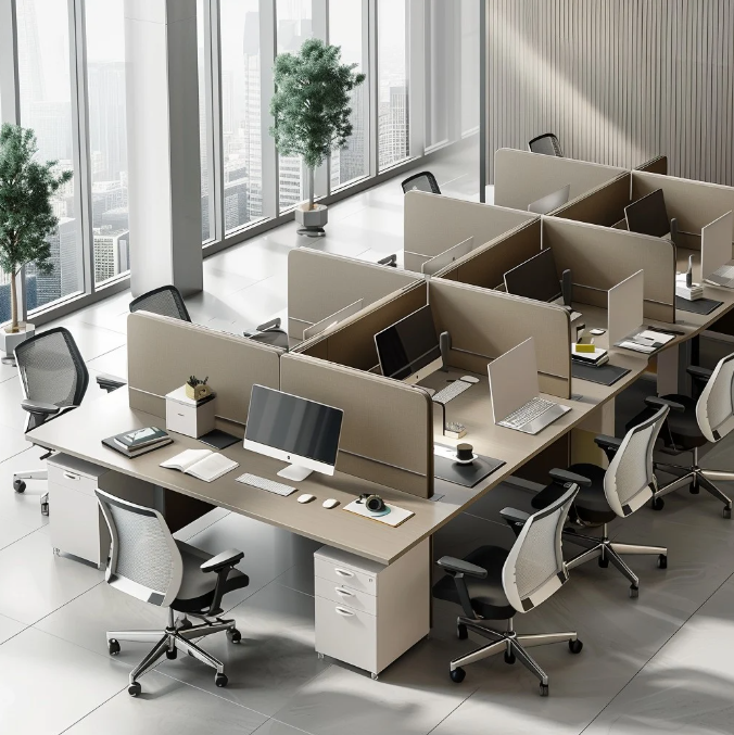 Office Desk with Storage Shelves