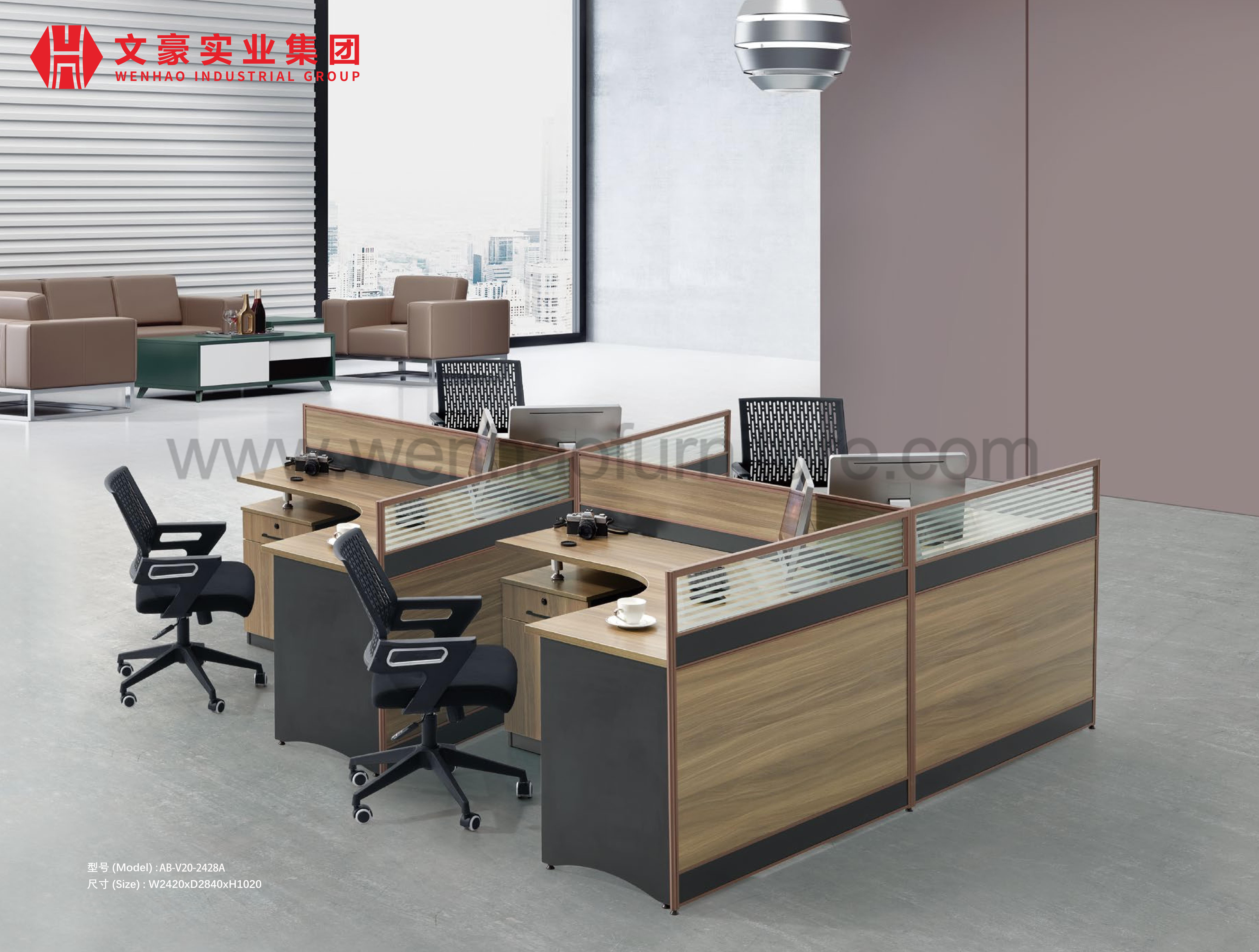 Foshan Furniture Supplier Xinda Clover Office Cubicle Workstation Modern for 2 4 6 8 Person