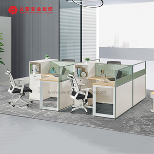 Modern Office Cubicles Workstation Desk Office Furniture 2 Person Staff Desk Wooden Workstation