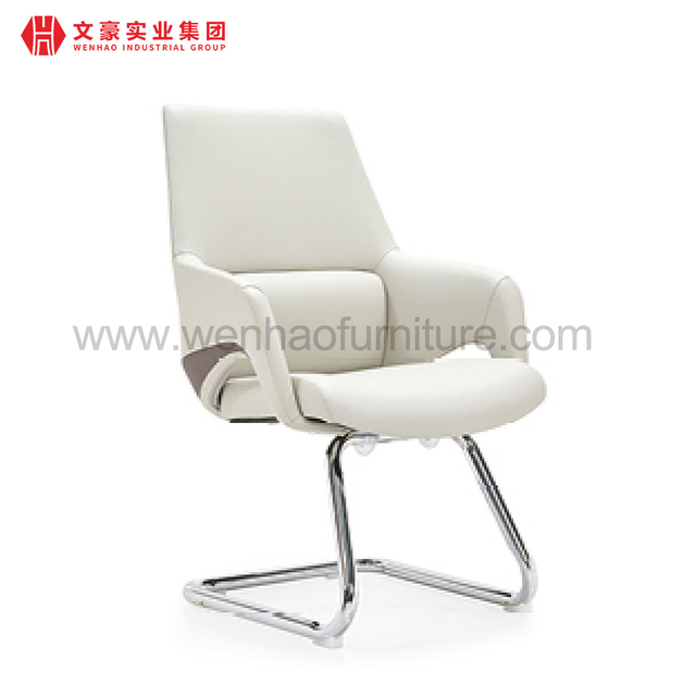 Leather Upholstered Office Steel Visitor Chairs Conference Room Seating Furniture