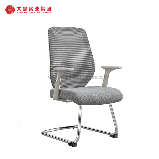 Grey Mesh Conference Office Chair Upholstered Desk Chairs with Lumbar Support