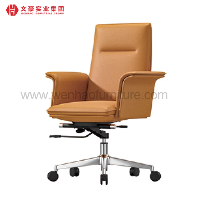 Coffee Leather Home Office Chair Revolving Upholstered Desk Chairs Supplier in China