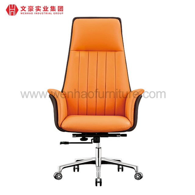 High Back Leather Executive Office Chair Orange Swivel Chairs Supplier in China
