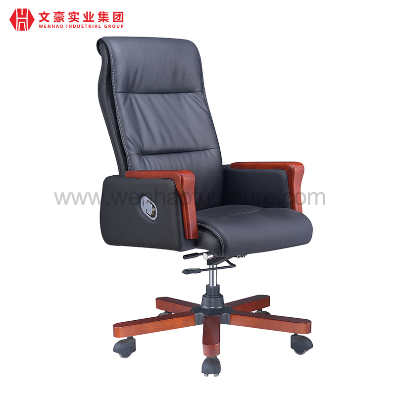 High End Ergonomic Leather Executive Office Chair Classic Upholstered Boss Desk Chairs