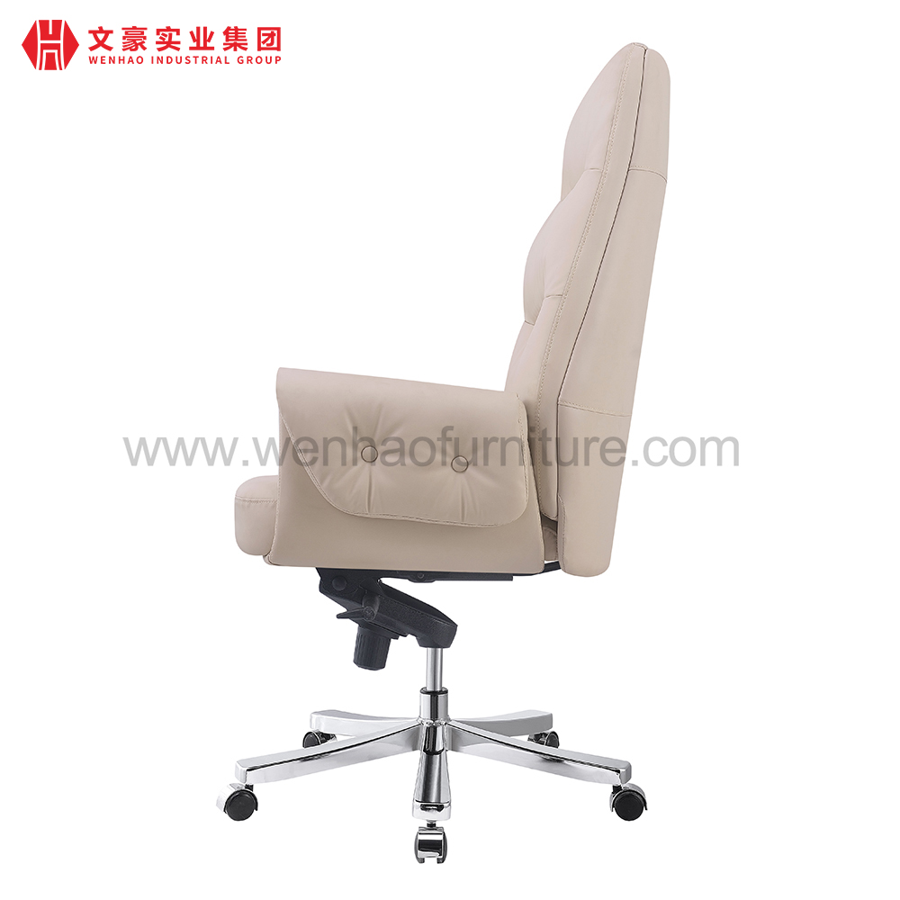 High Back Modern Leather Executive Office Chair White Revolving Upholstered Desk Chairs