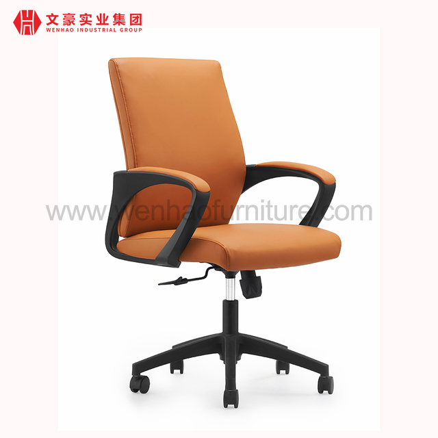Top Leather Office Chair Orange Swivel Upholstered Desk Chairs Supplier in China