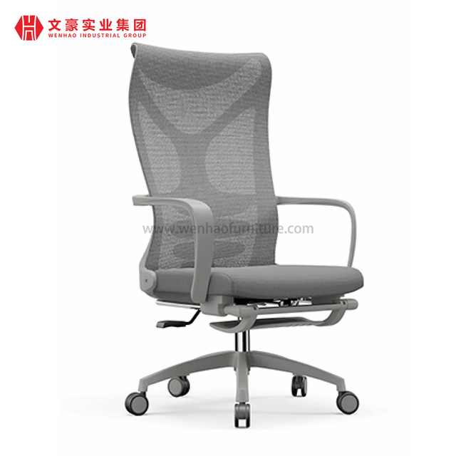 New Mesh Home Office Chairs Grey Upholstered Swivel Desk Chair with Footrest