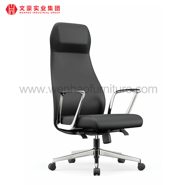 Black High Back Leather Executive Office Chair with Headrest Revolving Upholstered Professional Desk Chairs