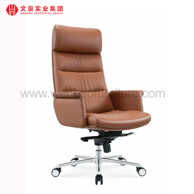 Customized High Back Leather Executive Office Chair Coffee Swivel Upholstered Desk Chairs