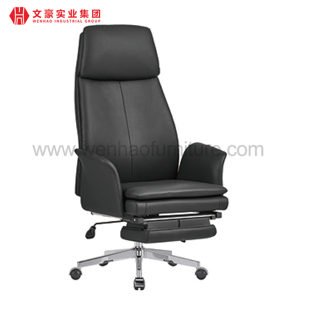High Class Leather Executive Office Chair with Footrest High Back Revolving Chairs