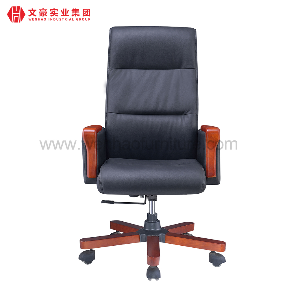 High End Ergonomic Leather Executive Office Chair Classic Upholstered Boss Desk Chairs