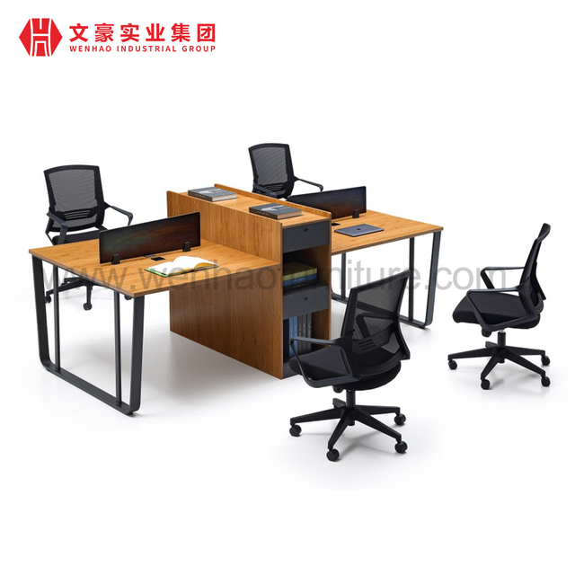 Modern Computer 4 Person Desk Office Furniture Wood Working Table for Business