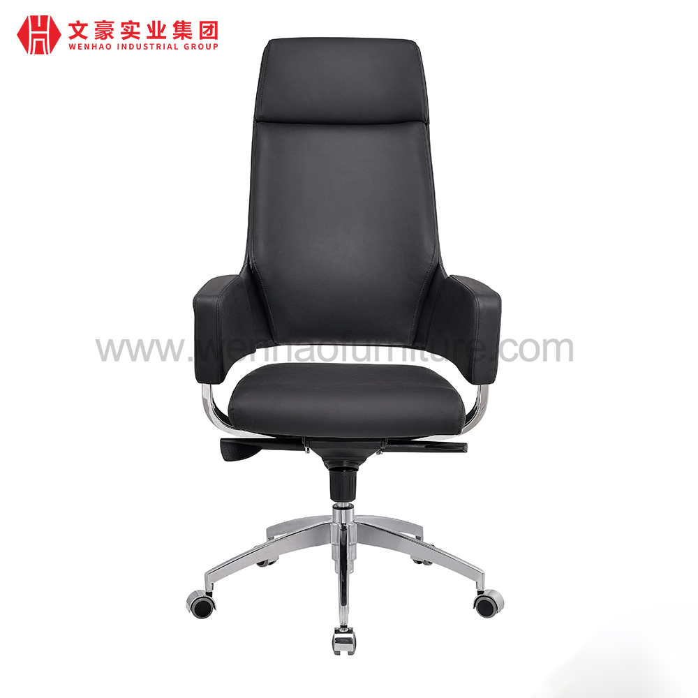 Black Leather Executive Office Chair Revolving Professional Upholstered Desk Chairs Supplier