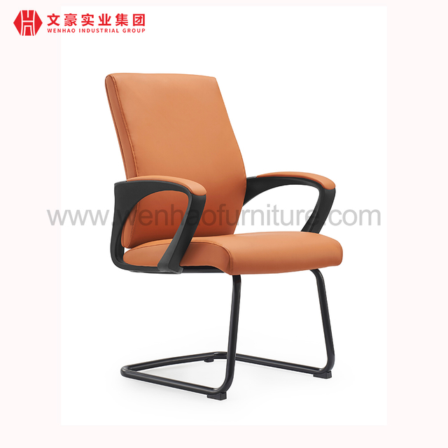 Modern Leather Conference Office Chair Orange Upholstered Guest Chairs