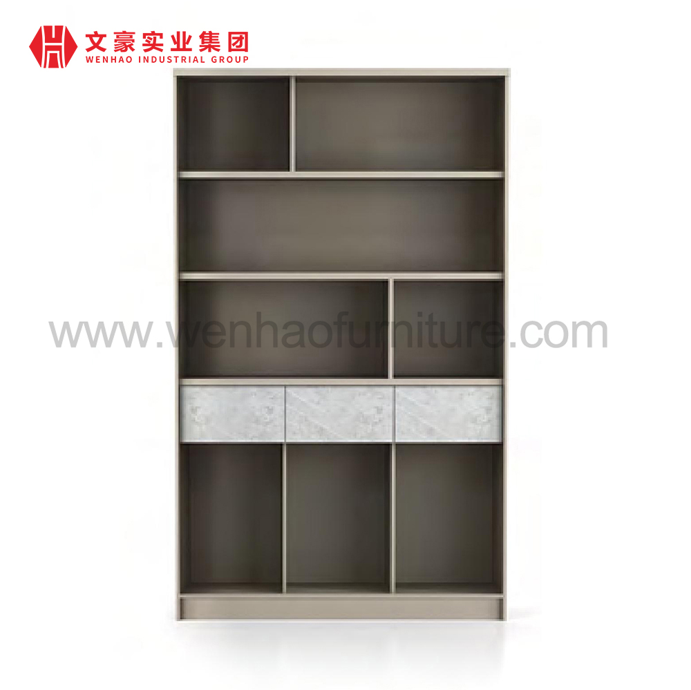 Modular Office Furniture Modern Elegant Design Laminate Beige Color Executive Table L Shape With Drawers