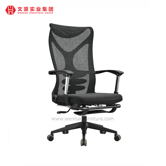 Black Mesh Office Chair with Footrest Upholstered Desk Chairs Manufaturer in China
