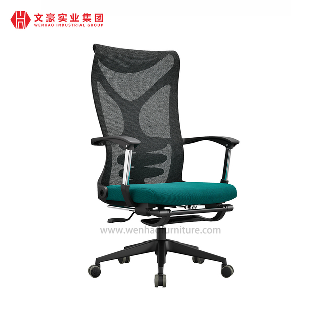 Modern Mesh Office Chairs Manufacturers in China Green Upholstered Desk Chair with Footrest