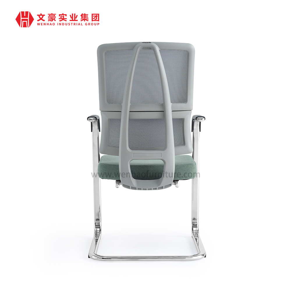 Mesh Steel Conference Chair Green Upholstered Visitors Desk Chairs with Lumbar Support