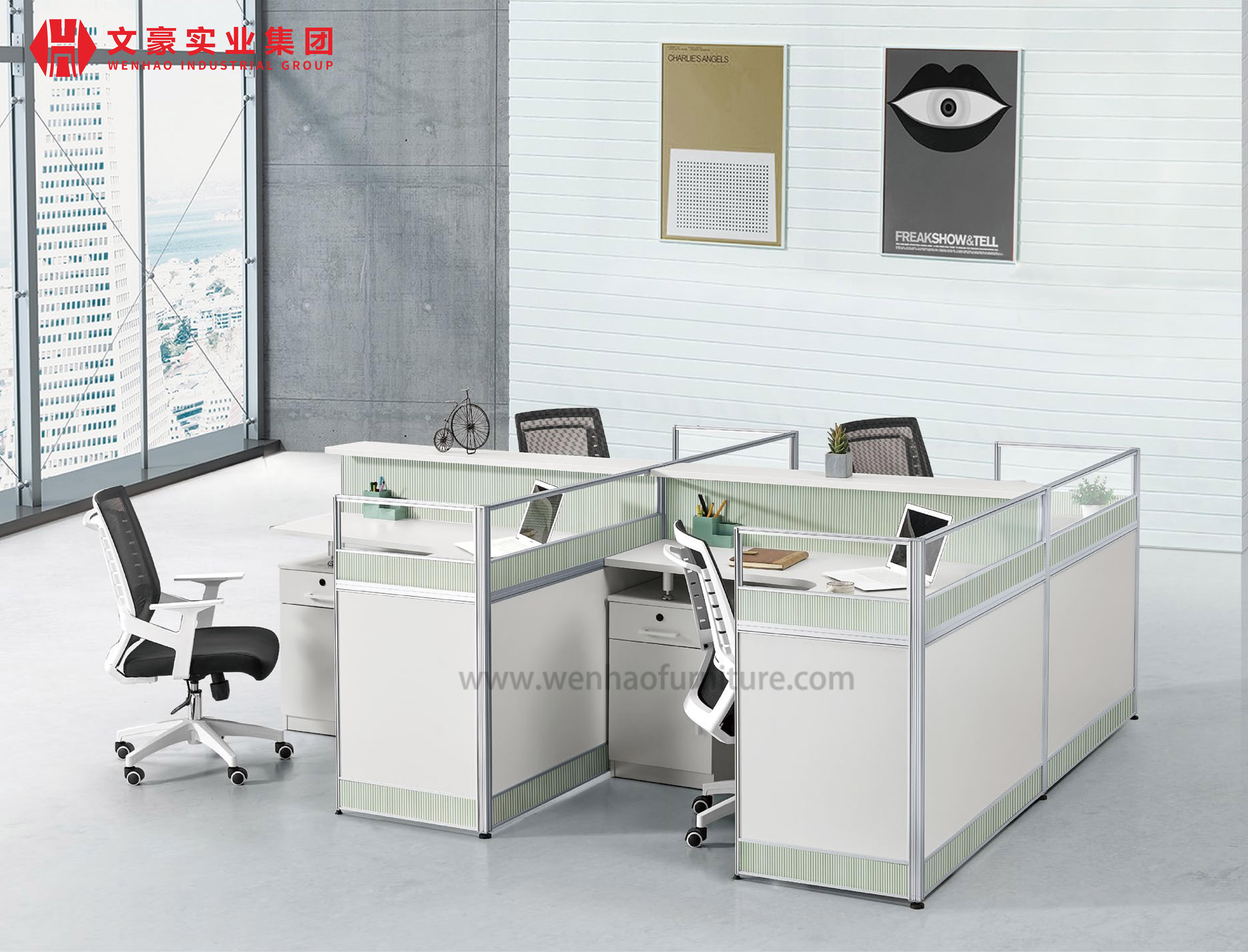 China Manufacturer Modern Modular Office Furniture Workstation 2, 4, 6 Seater Office Workstation Desk For 4 Person