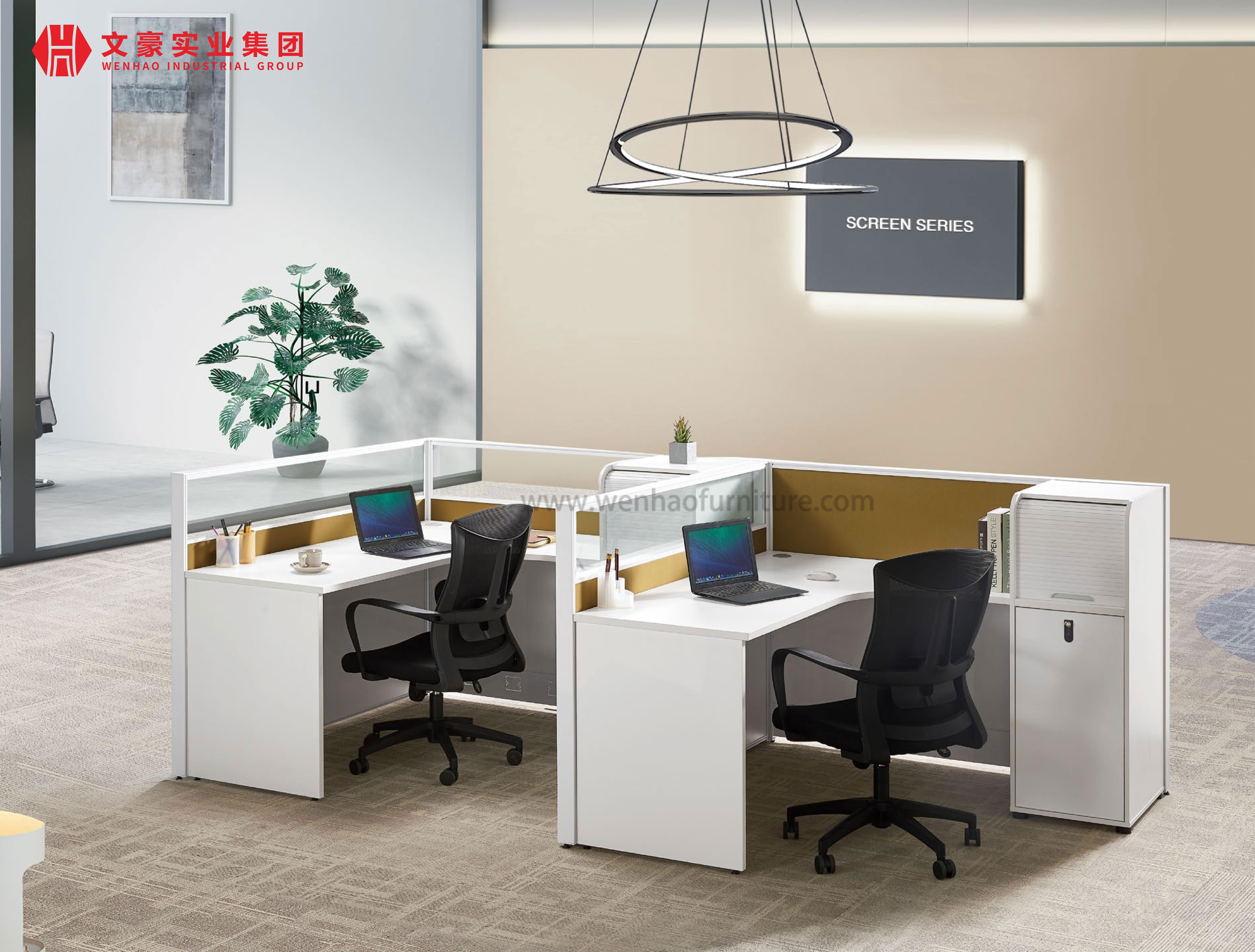 4 Person Office Modern Work Station Office Desks Cubical Workstation Customized Staff Desk