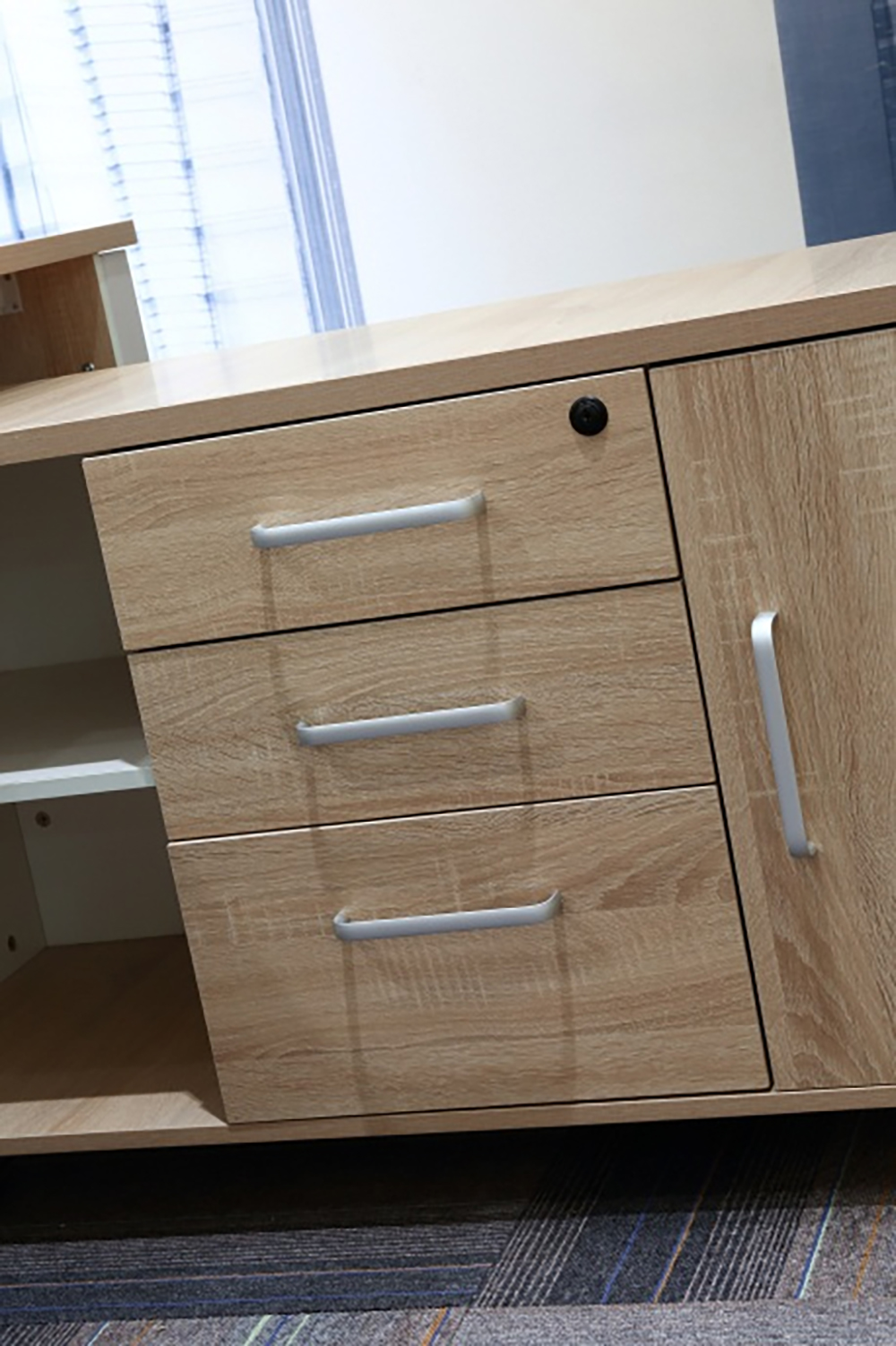 large office desk with storage