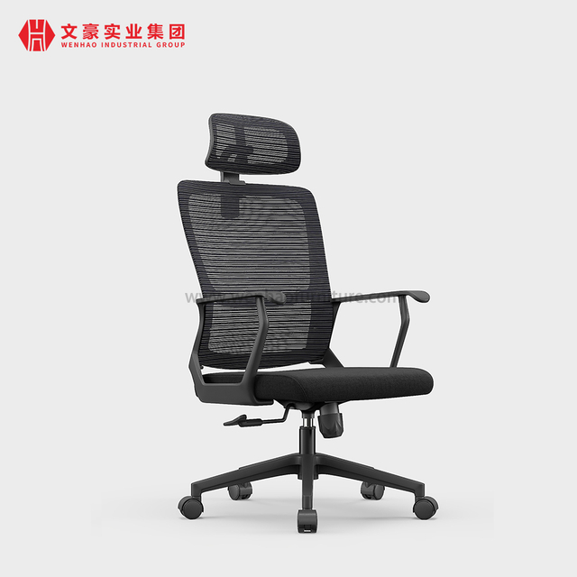 Modern Black Mesh Ergonomic Office Chair Swivel Upholstered Desk Chairs with Adjustable Headrest