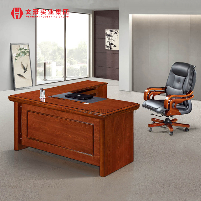 Simple Luxury Classic Office Desk Furniture With Movable Storage Cabinet Office Executive Table Pictures