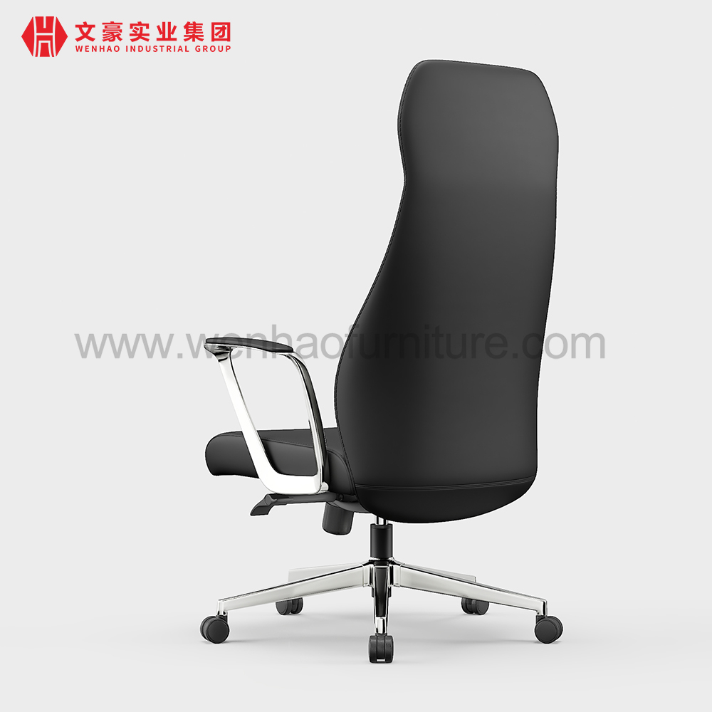 Black High Back Leather Executive Office Chair with Headrest Revolving Upholstered Professional Desk Chairs