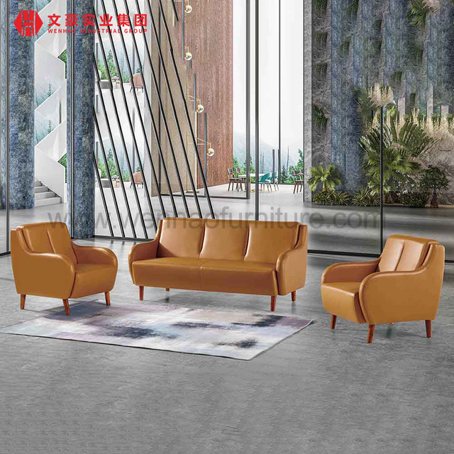 Wenhao Factory Brown Fabric Visit Sofa Modern Office Seating Home Office Couches