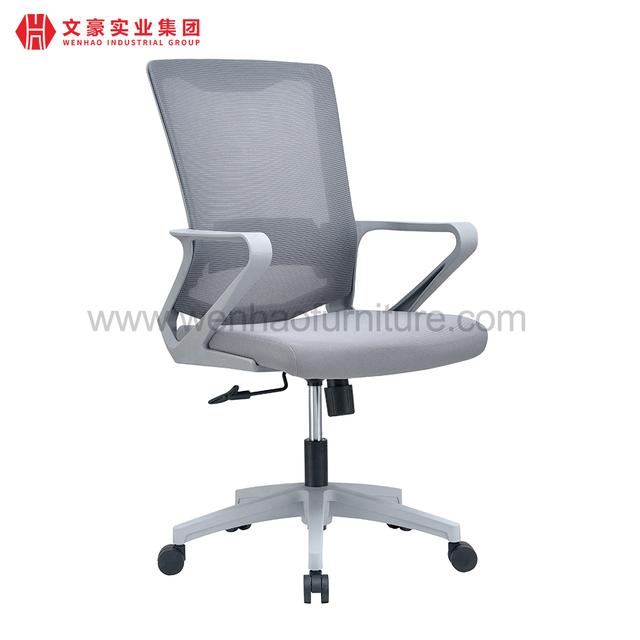 Grey Mesh Secretarial Office Chair with Lumbar Support Upholstered Desk Chairs Manufacturer in China